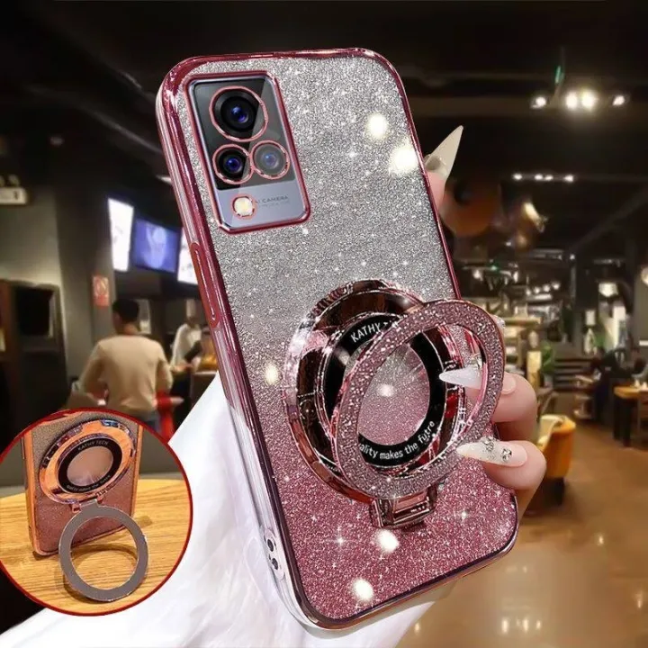 Back%20Cover%20Vivo%20V21%20/%20Vivo%20V21e%204G%20/%20V20%20SE%20/%20Vivo%20Y73%20Phone%20case%20Camera%20Protection%20Soft%20Silicone%20Adsorb%20Stand%20Exquisite%20Glitter%20Powder%20-%20Image%202
