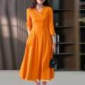 Women's Cotton-Linen Everyday Midi Dress with Comfortable Fit.