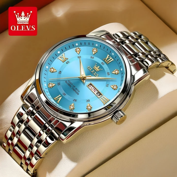 Olevs 5513 Silver Stainless Steel Analog Wrist Watch For Men