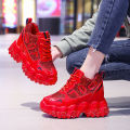 9.5cm/3.7 Inch Height Wedge Sneakers vator WOMEN'S Shoes Colorful Sequin Slanted Heel High-Heel Casual Small Athletic Shoes Korean-style Short-height Chunky Sneaker.