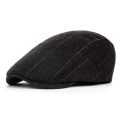 Autumn Winter Men Cap Hats Berets British Western Style Wool Advanced Flat Ivy Cap Classic Vintage Striped Beret Cap.
