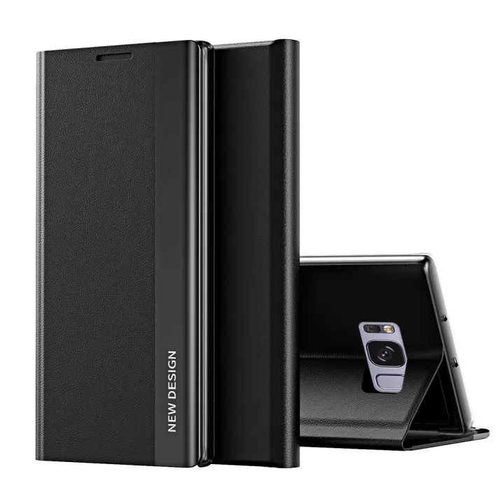 For Samsung Galaxy S8 Plus Thin Slim Folio Flip Leather Magnetic Closure Case Cover