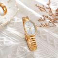 Women Quartz Watch Luxury Oval Shaped Fashion Mini Case Small Roman Numeral Dial Female Full Metal Band Watches Niche Wristwatch. 