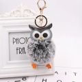 Cute Pompom Owl Keychain pom pom Key Chain Rabbit Fur Ball pompon Porte Clef Fluffy Leather Key Ring accessories Jewelry. 