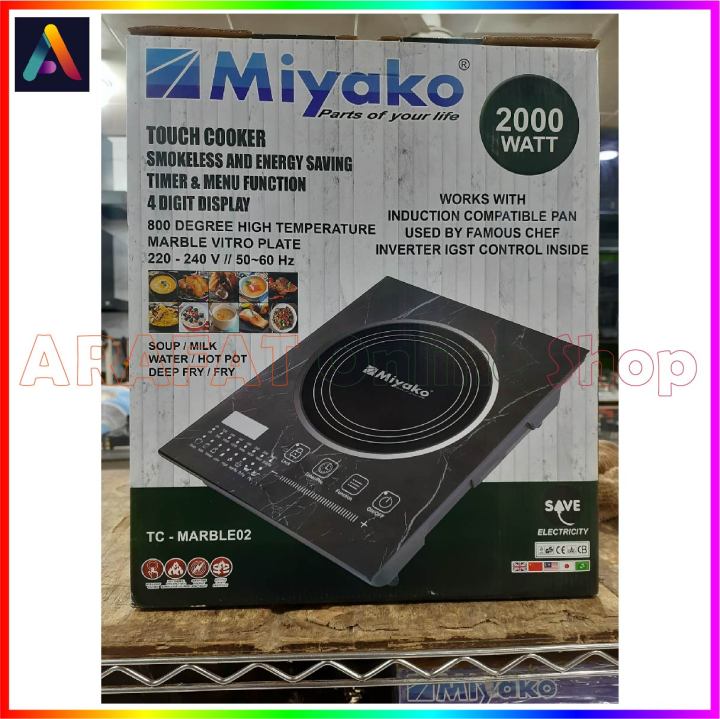 Miyako Induction Cooker Smokeless And Energy Savings [INVERTER] | Model : TC-Marble-02 | Capacity : 2000 Watt | 4 Digit Display