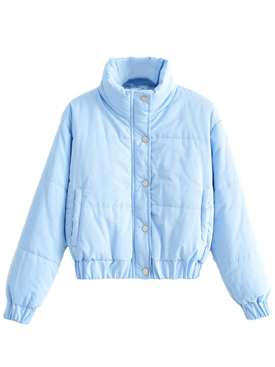 Women%20Short%20Puffer%20Jacket,%20Adults%20Solid%20Color%20Long%20Sleeve%20Stand%20Collar%20Outerwear%20with%20Pockets%20-%20Image%206