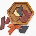 Hexagonal Wooden Puzzles IQ Game Educational Toys For Children Kids Adults Tangram Board IQ Brain Teaser Montessori Toys Gifts.