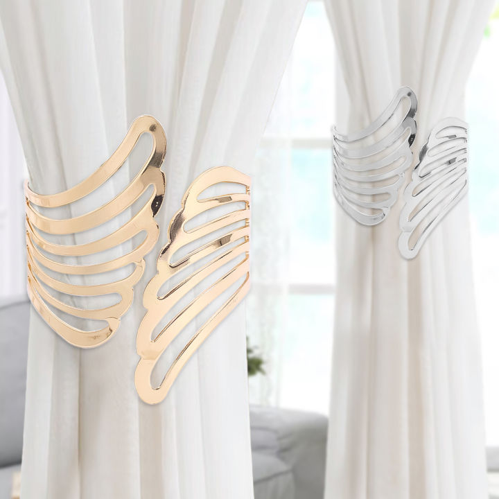 【Hottest Trends】 1/2/4Pc implicity Home Acceorie Curtain Button Creative Alloy Metal Curtain trap Detachable Fixed Clip Angel' Wing Curtain Buckle - porda