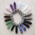 Fashion good quality mix natural stone pillar charm pendants 10x32mm for jewelry making 20pcs/lot wholesale.