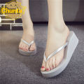Flip Flops Women's Summer Wedge Fashion Outerwear High Heel Slippers Female Students Korean Style Platform Non-Slip Deodorant Beach Slippers. 