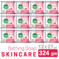 Dettol Mini Soap Skincare Pack of 12 (27gm x 12pcs) 324gm Bathing Bar, Soap with Moisturizers. 