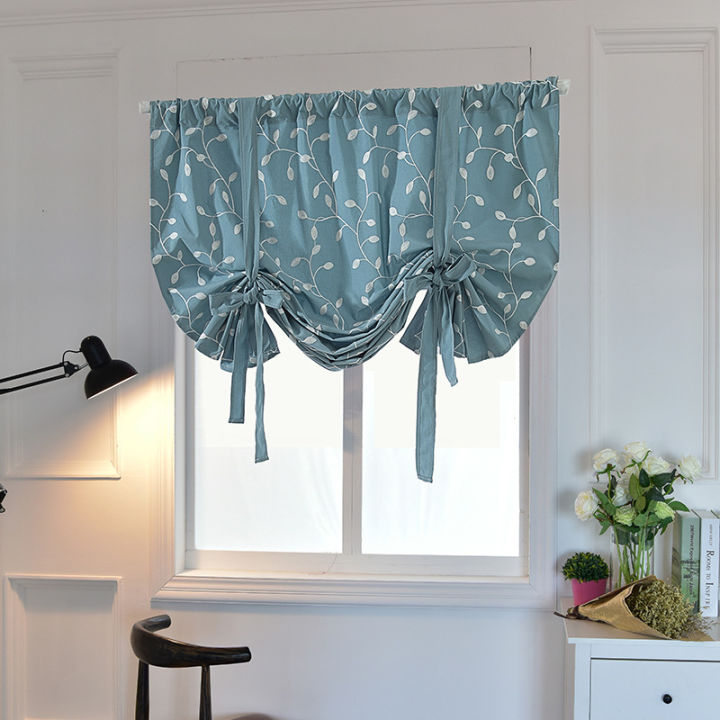 Factory direct sales embroidered curtain cloth small leaf embroidery curtains finished Roman blinds solid color embroidery curtains