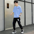 New Suit Fashion Short SleeveTT-shirt Loose Summer Wear Korean Men's Casual Student Sports Suit Handsome Match.