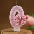 Number 8 Birthday Candles Cake Topper Candles with Pink Bow for Girl 1st Birthday Party 16th Party Cake Decoration Baby Shower.