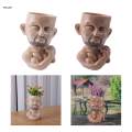 Pot Head Planter with Drainage Hole Craft Desktop Human Funny Face Flower Pot for Drawing Room Bedroom Indoor Cabinet Bookshelf. 