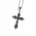 Gothic Pink Cross Necklace Y2K Purple Zircon Punk Pendant Necklace Grunge Heart Cross Necklace for Women Jewelry Accessories.