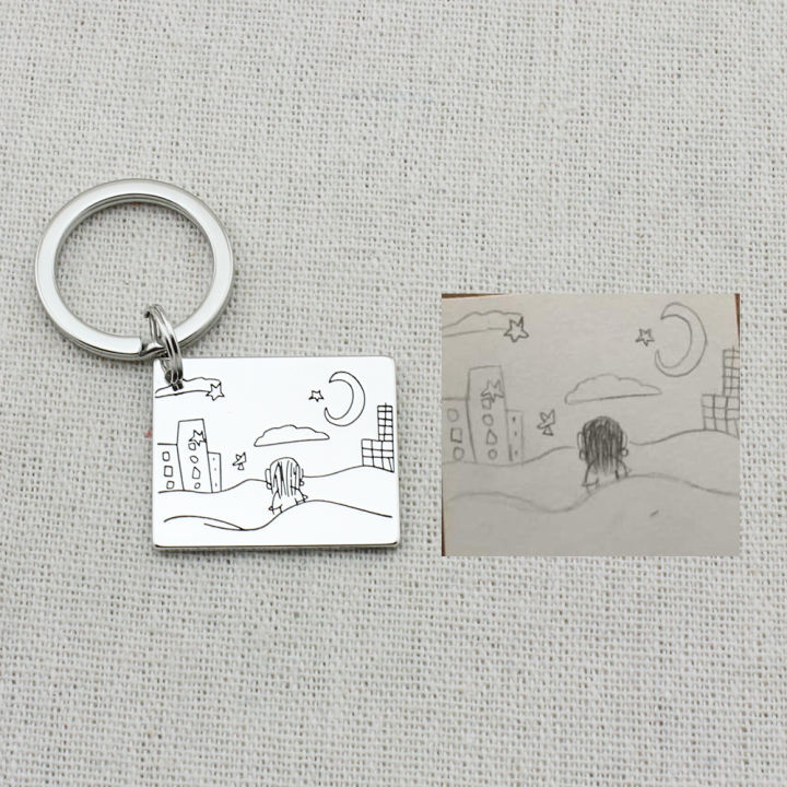 Customized%20Children%20Actual%20Drawing%20Keychain%20Kids%20Artwork%20Personalized%20Custom%20Photo%20Art%20Keychain%20Jewelry%20Gift%20-%20Image%203