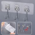 Durable PVC Waterproof Wall Mounted Towel Hook  Self-Adhesive Strong Load Bearing Hook Kitchen Multipurpose Row Bracket. 