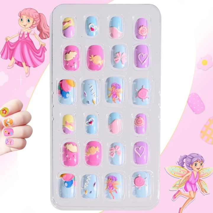 24pcs/Box%20False%20Nail%20Tips%20Rainbow%20Fairy%20Full%20Cover%20Detachable%20Press%20on%20Nails%20Nail%20Kids%20Children%20Girls%20Gift%20Manicure%20Tips%20-%20Image%205