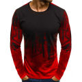 Painting Men's long sleeved T-shirt Spring and Autumn Color 3D Print O-Neck Pullover Casual Fashion Street Oversized T-shirt.
