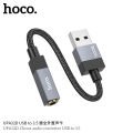 HOCO UPA32D smart Hoco audio converter from USB to 3.5mm USB External Audio Sound Card Adapter for 3.5m Earphones Microphone Usb to 3.5mm female Sound Card Sound Adapter Sound Card. 