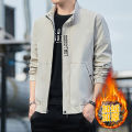 Men's Casual Jacket Coat Autumn and Winter New Korean Style Fashion Brand Handsome Workwear Fleece-lined Thickening Stand Collar Men's Jacket.