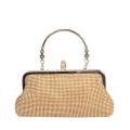 Golden Fabric With Stone Party Purse For Women. 