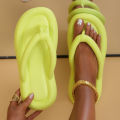 2023 New Eva Soft Sole Beach Flip Flops Women Clip Toe Non Slip Pillow Slippers Woman Bathroom Couples Flat Slides Sandals 45.
