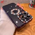 Deluxe Bling Diamond Phone Case for iPhone 12 13 14 11 15 Pro Max 14 15 Plus Shinny Transparent Plating Soft Silicone Cover. 
