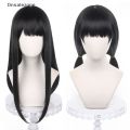 【Hengli jewelry story】(New) anime chain man Mitaka ASA cosplay wig ASA Mitaka 65cm long black heat resistant synthetic hair Party wigs Onn.