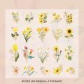 RHS Online 40PCS Falling Peach Blossom Room Series Bronzing Flower PET Stickers Waterproof Album Diary Journal Decorative Crafts Scrapbooking DIY Gilding Sticker.