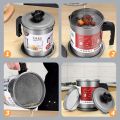 1.4L Multifunction Leakproof Can Grease Container Kitchen Tool Kettle Cooking Separator Frying Pot with Strainer Oil Storage.