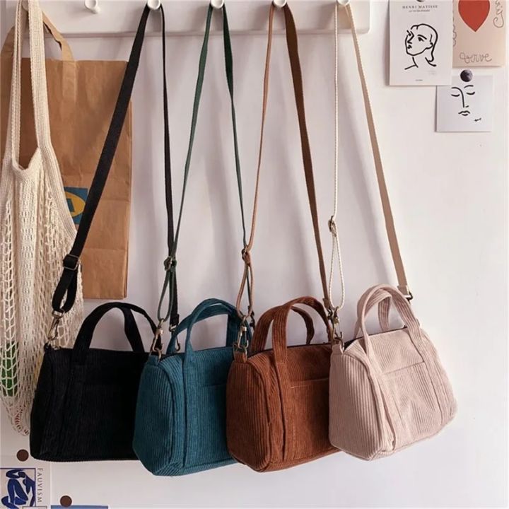 Women's Mini Corduroy Shoulder Bag Female Canvas Handbag Zipper Totes Ladies Casual Purse Cloth Pouch For Girl Crossbody Bag