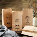50pcs Kraft Paper Gift Bag Candy Cookies Kraft Paper Bags Gift Packing Wedding Home Party Birthday Gift Packaging Cat Pattern.