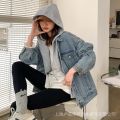 Tonlion 2024 New Spring and Autumn Denim Coat Women's Korean-Style Loose Hooded Denim Clothes Jacket Women's Short Coat.