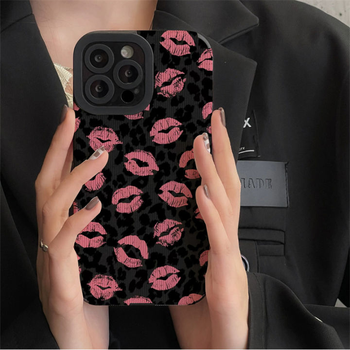 Pink%20Lip%20Kiss%20Leopard%20Print%20Phone%20Case%20For%20iPhone%2015%2014%2013%2012%2011%20Pro%20Max%207%208%20Plus%20X%20XS%20XR%20Soft%20Silicone%20Shell%20Leopard%20Cover%20-%20Image%202