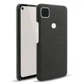 Phone Shell Cloth Pattern Leather Case Google Pixel Anti Drop Protective Cover Suitable for Google Pixel 4A(Black). 