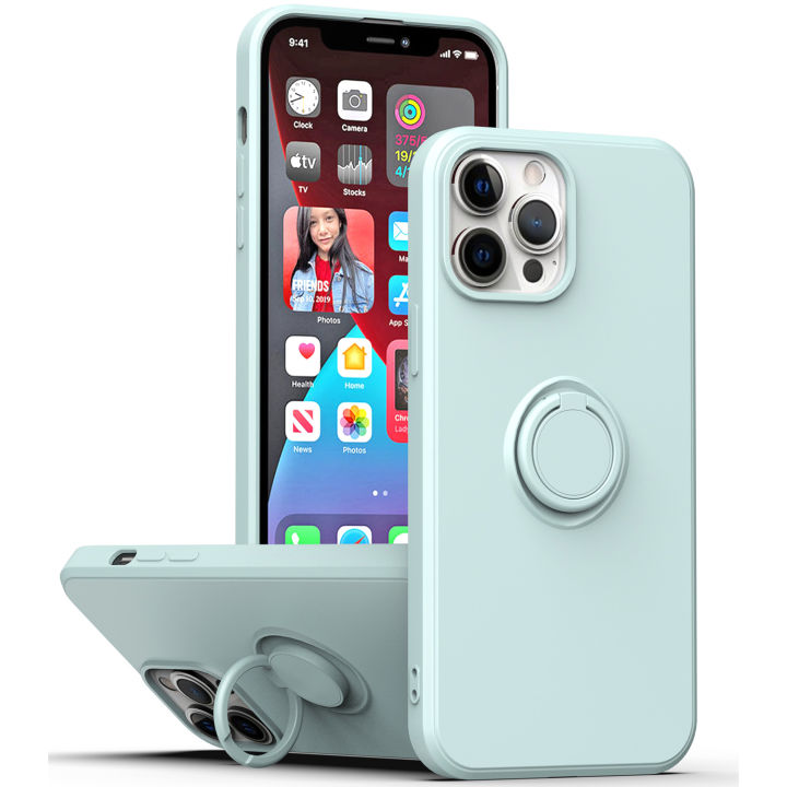 Liquid Silicone Magnetic Cases For Apple iPhone 13 Phone Case Soft Covers With Ring Holder