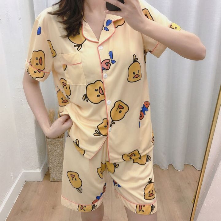 Pajamas%20for%20Women%20Short%20Sleeve%20Sleepwear%20Loungewear%20Satin%20Pyjamas%20Cartoon%20Summer%20Home%20Wear%20Ladies%20Silk%20Nightwear%20Set%20-%20Image%208