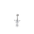 Women Rhinestone Dangling Navel Double Round Cubic Zirconia Surgical Body Belly Button Rings Flower Star Steel Belly Jewelry.