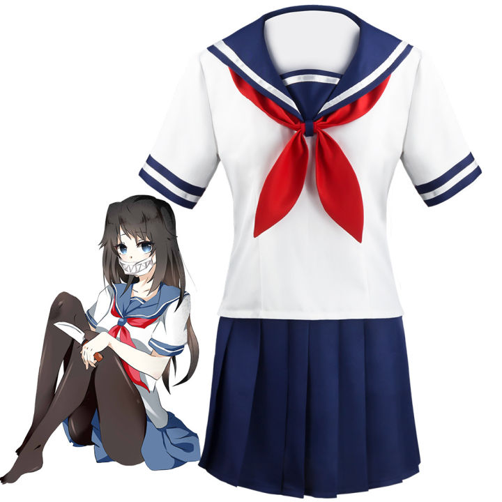 Game Yandere Cosplay Costume Ayano Aishi Uniform Chan JK School Women Outfit Sailor Suit T-shirt+Skirt Cosplay Gift