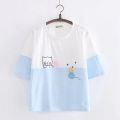 Cartoon Kitty Print Short Sleeve For Women Jersey Fabric. 