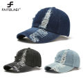 Cool Denim Baseball Cap Unisex Ripped Hole Snapback Adjustable Visor Sun Hat Outdoor Men Women Casual Hip Hop Hats Streetwear. 