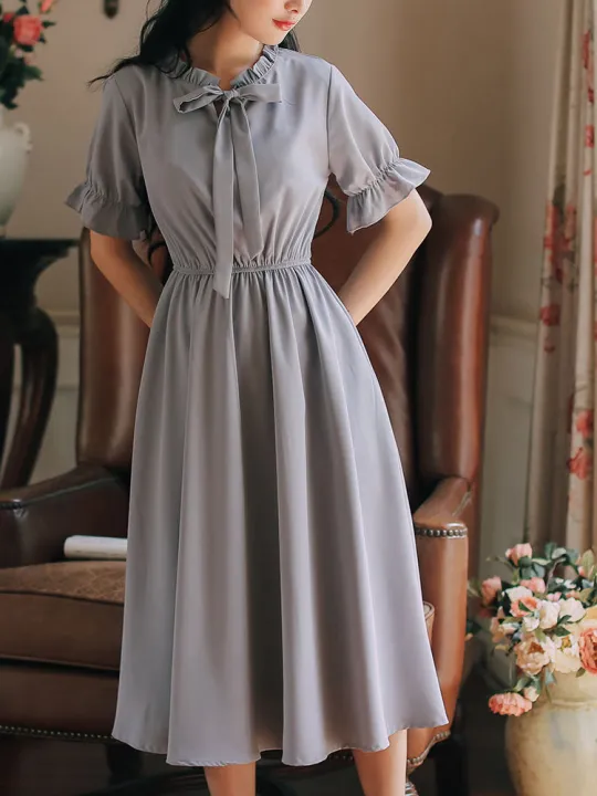 Gentle%20Retro%20Mori%20Style%20French%20Dress%20Girlish%20Style%20Summer%20New%20First%20Love%20Tight%20Waist%20Slim%20Fit%20Sweet%20Midi%20Dress%20-%20Image%208