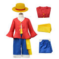 Anime Monkey D Luffy Full Set Cosplay Costume for Boys Halloween Carnival Outfits Children Straw Hat Coat Pants Belt Suit. 