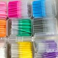 80 Pcs/Box I-type push pull interdental brush 0.6-1.5Mm Cleaning Between Teeth Oral Care Orthodontic I Shape Tooth Floss.