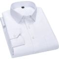 Men Single Patch Pocket Formal Business Standard Office Size 47 48 Classic Long Sleeve Solid Basic Dress Shirts.
