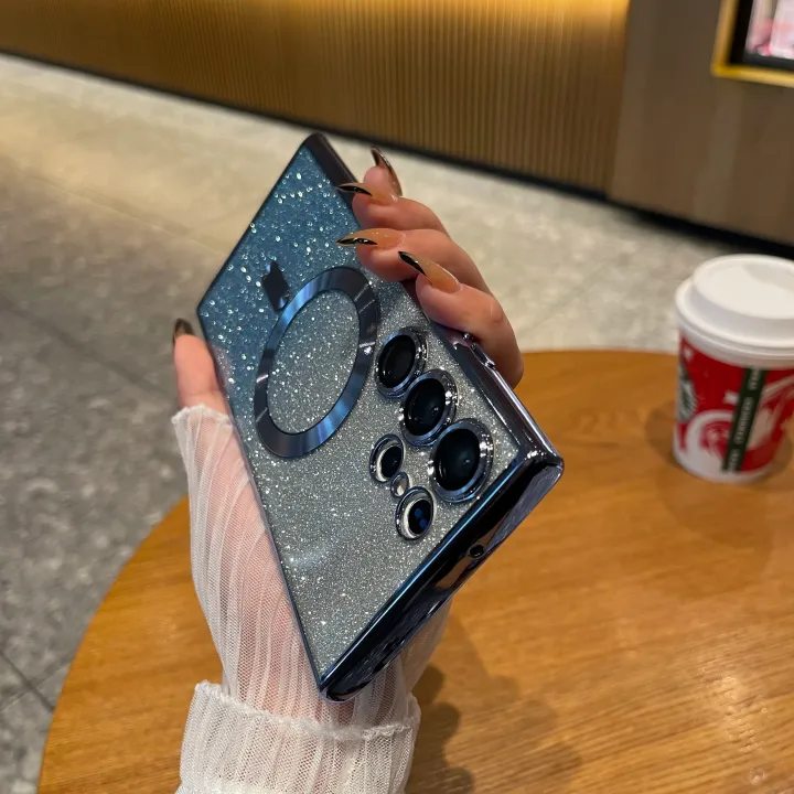Luxury%20Glitter%20Wireless%20Charge%20For%20Samsung%20Galaxy%20S24%20S23%20S22%20S21%20Ultra%20Plus%20Case%20Magnet%20MagSafe%20Allround%20Camera%20Cover%20Shell%20-%20Image%202