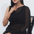 Simple Elegance Weightless Georgette Saree for Women - Black Color - Suitable for All Season and Occasions -Perfect Casual Wear. 