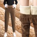 Thermal Fleece Winter Warm Jogging Bottoms Corduroy Women Pants.